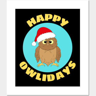 Happy Owlidays | Owl Pun Posters and Art